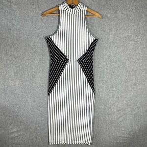 Black and white striped‎ bodycon dress 2010's vibe